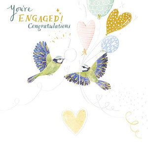 Engagement Card With Two Blue Tits & An Engagement Ring