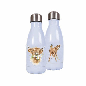 ‘Daisy Coo’ Highland Cow Small Water Bottle by  Wrendale Designs