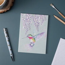 Load image into Gallery viewer, ‘ Wisteria Wishes’ Hummingbird Paperback A6 Notebook by Wrendale Designs
