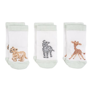 ‘ Little Savannah African Animal’ Bamboo Baby 0-6 months Socks by Wrendale Designs