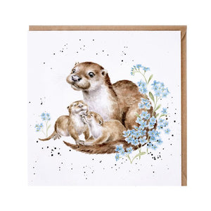 Otter and Cubs Blank Card by Wrendale