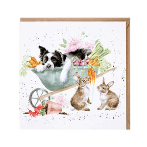 Collie in a Wheelbarrow Card by Wrendale