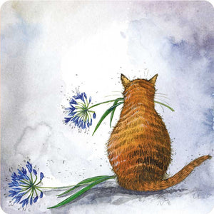 Cat With Agapanthus Flower Coaster