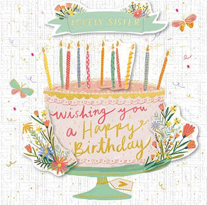 Sister Birthday Card With Cakes & Candles