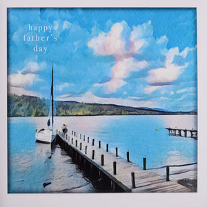 Sea Scene With Jetty And Saliing Boats Father’s Day Card