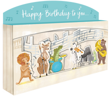 Load image into Gallery viewer, Second Nature Spectacular 3D Pop Up Animal Musicians Birthday Card
