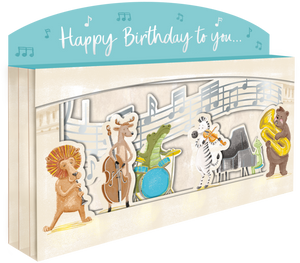 Second Nature Spectacular 3D Pop Up Animal Musicians Birthday Card