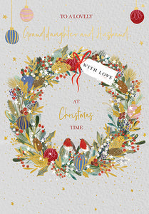 Granddaughter and Husband Robin Wreath Christmas Card
