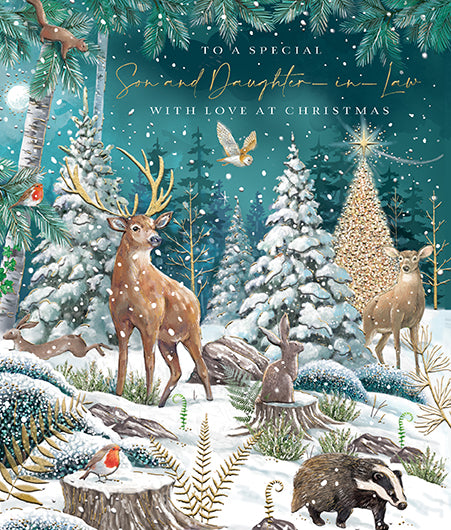Son & Daughter-in-Law Forest Animals Christmas Card
