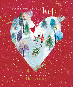 Wife Forest Skate in Woods Christmas Card