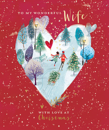 Wife Forest Skate in Woods Christmas Card