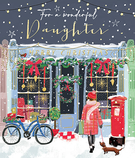 Daughter Christmas Card with Shop Scene