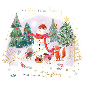 Special Nanny Christmas Card with Snowman