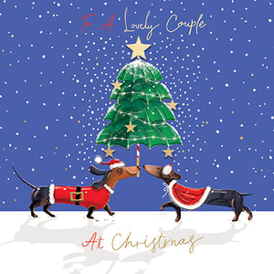 Special Couple Christmas Card with Sausage Dachshund Dogs