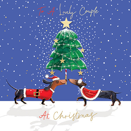 Special Couple Christmas Card with Sausage Dachshund Dogs