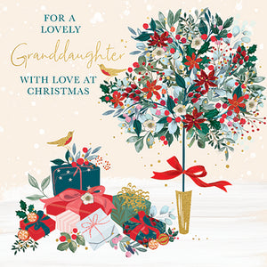 Lovely Granddaughter with Tree & Presents Christmas Card