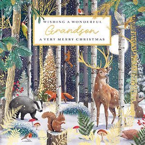 Grandson Forest Animals Christmas Card