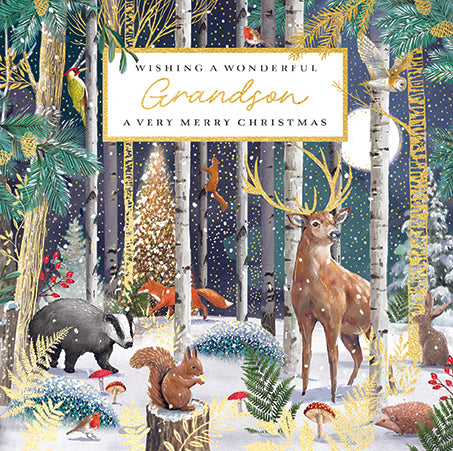 Grandson Forest Animals Christmas Card