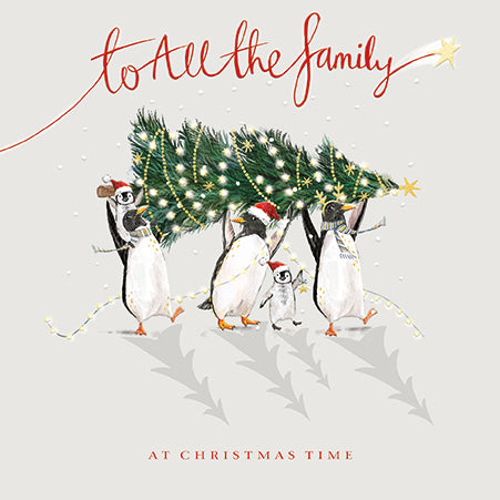 To All The Family Christmas Card with Penguins