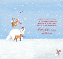 Load image into Gallery viewer, Grandson Bear Fox Deer Rabbit Tower Christmas Card
