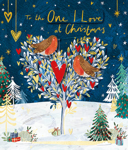 To The One I Love Christmas Card with Robins in Tree