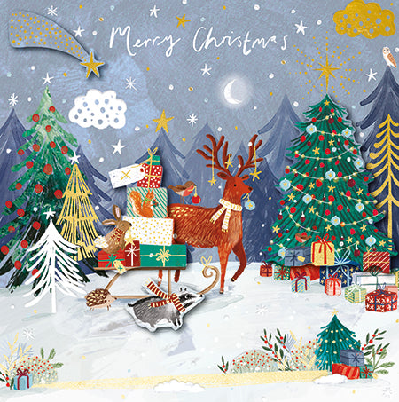 Reindeer Badger Christmas Card