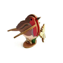 Load image into Gallery viewer, Hap Bee Birthday , Robin &amp; Bee 3D Pop Up Wooden Postcard
