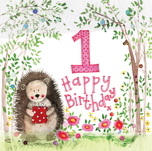 Happy 1st Birthday Hedgehog Card by Alex Clark