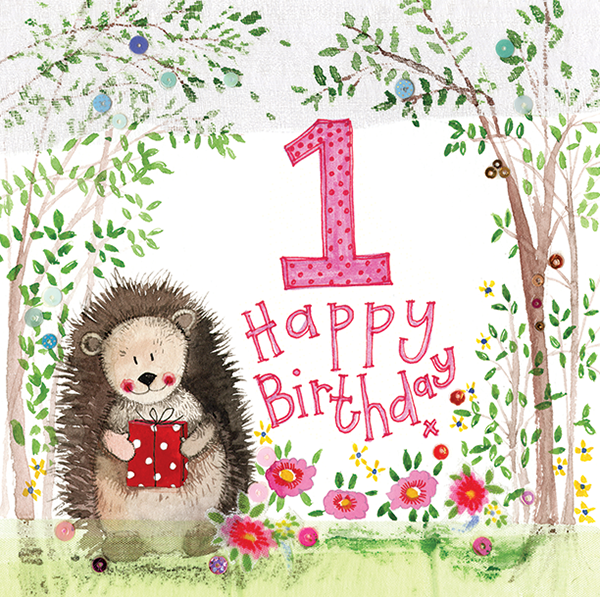 Happy 1st Birthday Hedgehog Card by Alex Clark