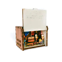 Load image into Gallery viewer, Birthday Cake Box 3D Pop Up Wooden Postcard
