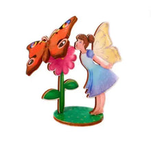 Load image into Gallery viewer, Fairy With Flower And Butterfly 3D Pop Up Wooden Postcard
