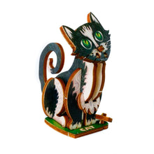 Load image into Gallery viewer, Black And White Cat 3D Pop Up Wooden Postcard
