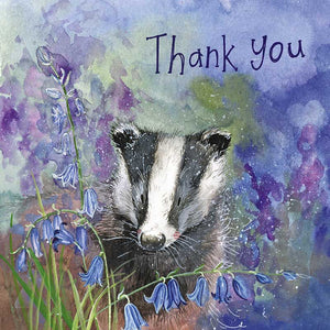 Badger In The Bluebells Thank You Card by Alex Clark