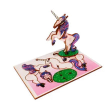 Load image into Gallery viewer, Unicorn 3D Pop Up Wooden Postcard
