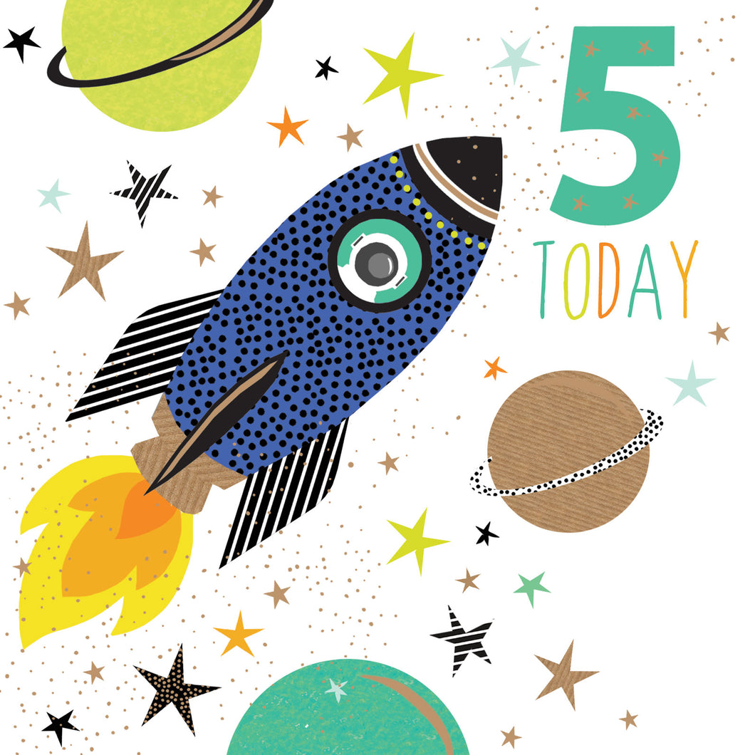 Rocket 5th Birthday Card