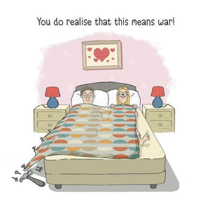 Duvet Hogging Humour Blank Card