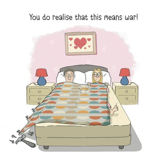 Duvet Hogging Humour Blank Card