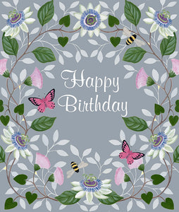 Butterflies & Passion Flowers Birthday Card