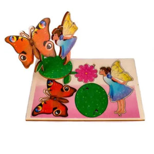 Fairy With Flower And Butterfly 3D Pop Up Wooden Postcard