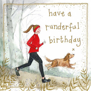 Have A Runderful Birthday Lady Jogging/ Running Card by Alex Clark