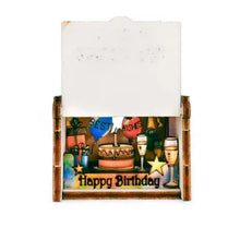 Load image into Gallery viewer, Birthday Cake Box 3D Pop Up Wooden Postcard
