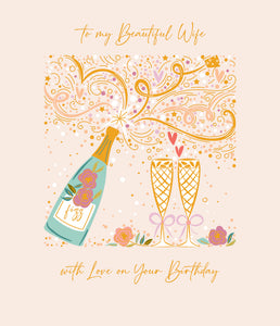 Champagne Wife Birthday Card