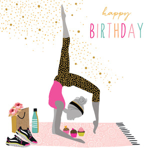 Yoga & Cupcakes Birthday Card