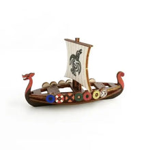 Load image into Gallery viewer, Viking Boat 3D Pop Up Wooden Postcard
