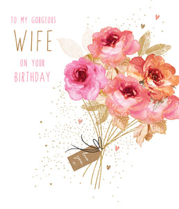 Bouquet Of Flowers Wife Birthday Card