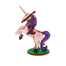 Load image into Gallery viewer, Unicorn 3D Pop Up Wooden Postcard
