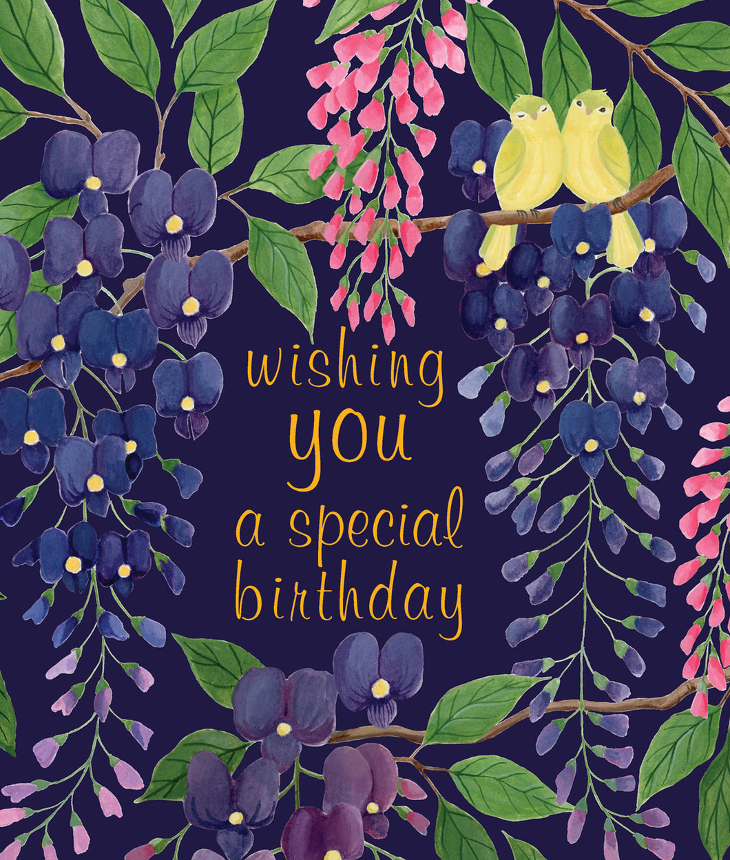 Wisteria With Birds Birthday Card