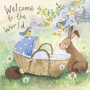 Welcome To The World Rabbit & Bird Card by Alex Clark