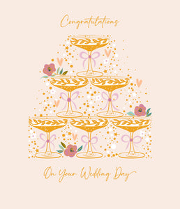 Champagne Glasses Wedding Card