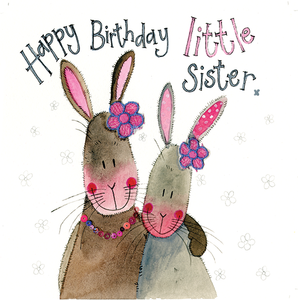 Bunnies Little Sister Birthday Card by Alex Clark